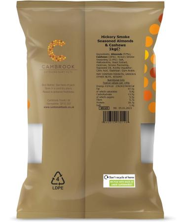 Cambrook Hickory Smoke Almonds & Cashews 1kg Bag - Premium Quality, Gluten-Free, Vegan Nuts - Buy Online on SooperMarket.com