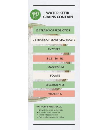 Organic Dehydrated Water Kefir Grains by Happy Gut - Unlimited Usage, Vegan, Gluten-Free - Buy Online on SooperMarket.com