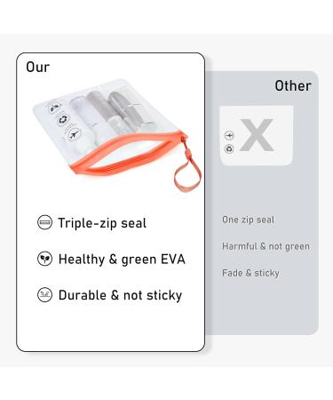 ECOHUB Airport Security Liquids Bag 20x20cm (2 pcs) - Airline Approved Clear Toiletry Bag for Travel - Orange with Carrying Handle - Buy Online on SooperMarket.com