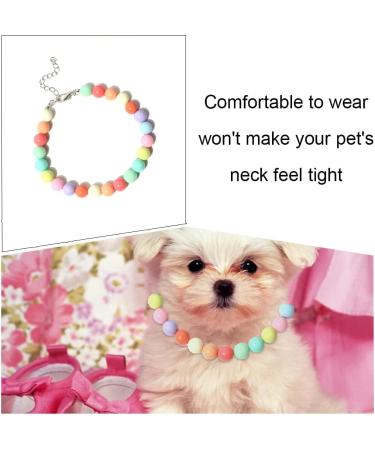 Colorful Dog Pearl Necklace & Adjustable Pet Collar - Stylish Jewelry for Mini Breed Dogs & Cats - Buy Online on SooperMarket.com