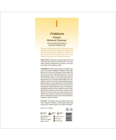 Foaming Facial Cleanser with Hyaluronic Acid | Papaya Moisture Daily Face Wash 150ml - International Shipping Available - Buy Online on SooperMarket.com