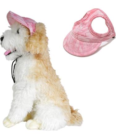 BT BEAR Hundege with ear holes baseball cap for outside adjustable for summer travel sports for small and medium-sized dogs (size XL batik-pink) XL Batik-Rosa