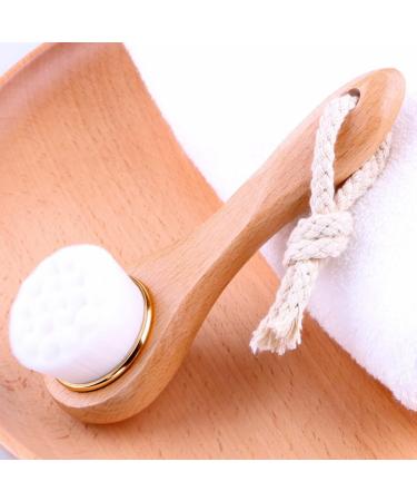 1PC Facial Cleansing Brush Manual Face Brush Bamboo Charcoal Bristles Wooden Handle for Washing Face Pore Exfoliation Wash Makeup Massaging Brush - Buy Online on SooperMarket.com