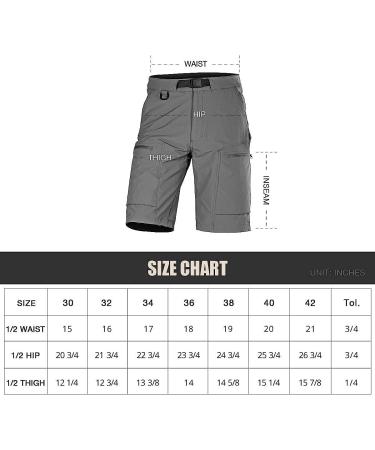 FREE SOLDIER Men's Cargo Shorts 32W x 12L Gray - Lightweight Quick Dry Hiking Tactical Shorts with Belt | Nylon Spandex Blend | Breathable & Durable - Buy Online on SooperMarket.com