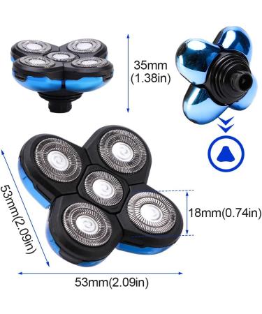 Pilarmuture 5 Head Shaver Replacement Heads - Easy Install Electric Razor Blades for Bald Men - Premium Quality Blue - Buy Online on SooperMarket.com