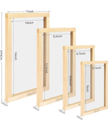 Caydo 4 Pieces Screen Printing Frames Set - 110 Mesh, Ideal for Beginners and Kids - 4 Sizes Included: 9x5.1, 10.6x6.7, 12.2x8.2, 14x10 Inches - Buy Online on SooperMarket.com