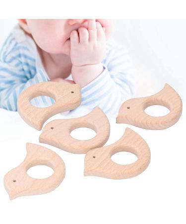 Beech Wooden Bird Teething Toys Set for Natural Pain Relief - 5 Pcs DIY Baby Teether Handiwork Accessory - Buy Online on SooperMarket.com