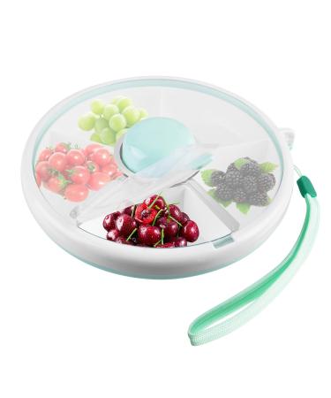 Wiyety snack spinner rotating storage: spinning snack container with lid snack Spinner toddlers 5 compartments transparent discharge permanently snack plate for nuts desserts mintgr n