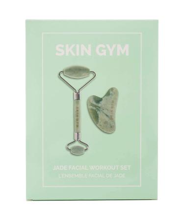 Skin Gym Jade Facial Roller & Gua Sha Set for Anti-Aging | Wrinkle Reduction & Face-Lift Beauty Tool - Buy Online on SooperMarket.com