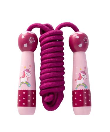 Springs rope children jump rope children with cartoon wooden handle unicorn speed rope children adjustable cotton rope for boys and girls sports training