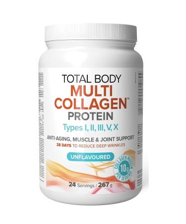 Natural Factors Total Body Multi Collagen Protein 267g Unflavoured 10g of hydrolyzed collage per scoop Combines 5 types of Collagen Supports the Formation of Collagen and Connective Tissue for Joint & Skin Health Keto & Paleo Friendly