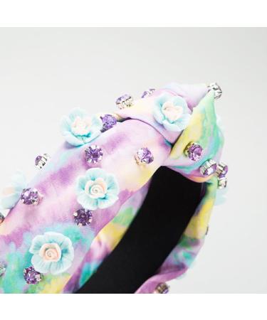 vreplrse Durable And Reliable Jeweled Wide Top Knot Headband For Long-lasting Beauty Polyester Rhinestone Pearl Knot Headbands Blue purple - Buy Online on SooperMarket.com