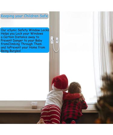 eSynic 4pcs Window Safety Restrictors with Keys - White UPVC Window Security Locks for Child Safety - Ideal for Home and Public Use - Buy Online on SooperMarket.com