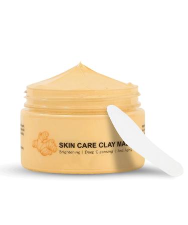 Shefave Turmeric Mask Turmeric Mud Mask Clay Face Mask for Face and Body with Brush Improves Blackheads Acne Beauty Masks for Deep Cleansing Controls Oil (Yellow)