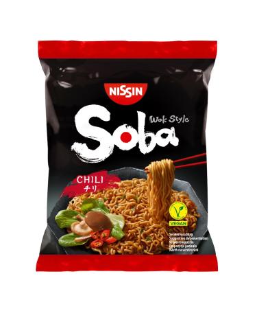 Nissin Soba Bag-Chili 9 Pack Wok Style Instant-noodle Japanese kind with chili sauce fast preparation Asian food (9 x 111 g) single