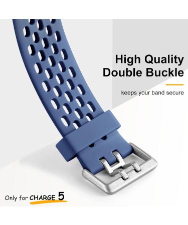 Epova 3-Piece Adjustable Waterproof Bracelet for Fitbit Charge 5 & 6 - Soft Breathable Bands for Men & Women in Black Dark Blue Blue Gray - Buy Online on SooperMarket.com