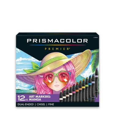 Prismacolor Premier Double-Ended Art Markers, Fine and Chisel Tip, Manga Colors, 12 Pack