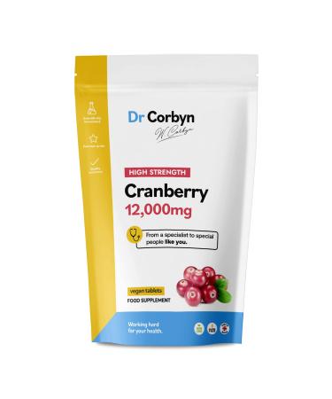 Dr Corbyn Cranberry 12 000mg - 120 Tablets | High-Strength Daily Cranberry Supplement | Supports Urinary Tract Health Bladder Health | Vega & UK Made (Pack of 1) 120 count (Pack of 1)