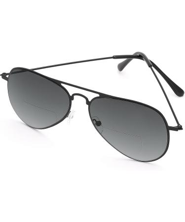 Yimi 2 Classic Bifocal Reading Glasses UV400 - Comfortable Metal Sunglasses for Men & Women - Black & Brown 2.0x - Buy Online on SooperMarket.com