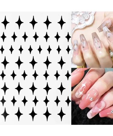 French Tip Nail Stickers - 6 Sheets Funny Printing Decals with Butterfly, Star, Heart Designs for French Manicure - Self-Adhesive 3D Nail Art Templates - Buy Online on SooperMarket.com