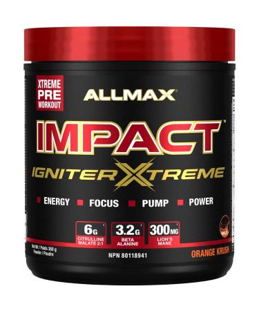 ALLMAX Nutrition - Impact Igniter Xtreme Pre Workout Powder - with Citrulline Malate Beta - Alanine Caffeine Taurine and Betaine anhydrous - Orange Krush - 360g