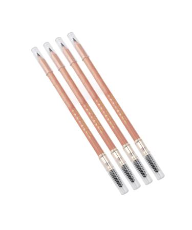 Eyebrow Pencil DoubleSided Waterproof 4 Pieces LongLasting Eyebrow Makeup Pencil Moderate Hardness Spiral Brush Head Beech Pen Handle for Daily Travel (Coffee)