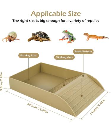 Tortoise Water Dish Tortoise Bath Dish 30.5x14.8x5.8cm Anti Slip Reptile Pool Bowl with Ramp Reptile Feeding Box Dish Plastic Turtle Water Bowl Tortoise Habitat Accessories for Basking Feeding Wood Small - Buy Online on SooperMarket.com