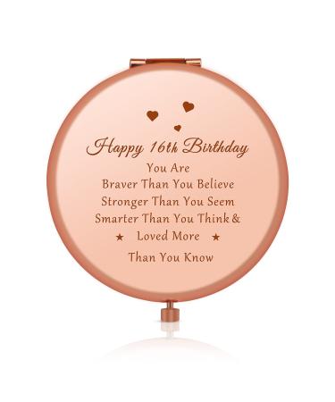 16th Birthday Gifts for Girl Sweet 16 Year Old Birthday Gifts Ideas for Girls Daughter Granddaughter Niece Travel Mirror Compact Makeup Mirror Birthday Gifts from Sister Friendship Gifts