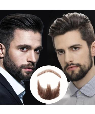 Fake Mustache Face Beard for Adults Realistic Makeup Costume Lace Man Beards Brown for Halloween Costumes - Buy Online on SooperMarket.com