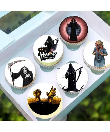 24 x Pre-Cut Halloween Mix 4 Edible Stand up Wafer/Rice Paper Cupcake Toppers Birthday Party Cake Decorations Scary Zombie Reaper - Buy Online on SooperMarket.com