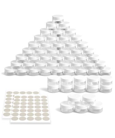 Newan 60 pieces of jaws Tiegel 10G10ml cream can empty can transparent crucible tap with screw cap jar with stickers ideal for make-up creams lotions mini crowds (white)