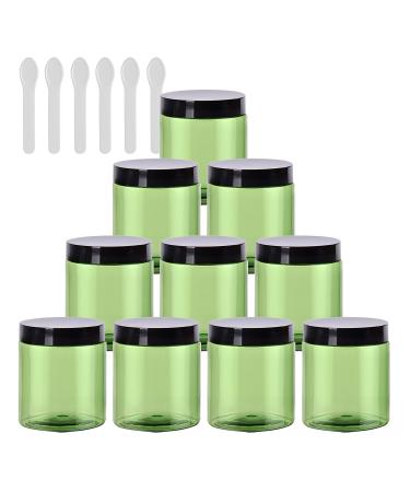 Tianzd 12 pieces small 80 ml of green plastic empty cream can with black lid 80 g empty socket screw box sheet metal boxes cosmetic tangles 6 pieces of spatula green 80ml
