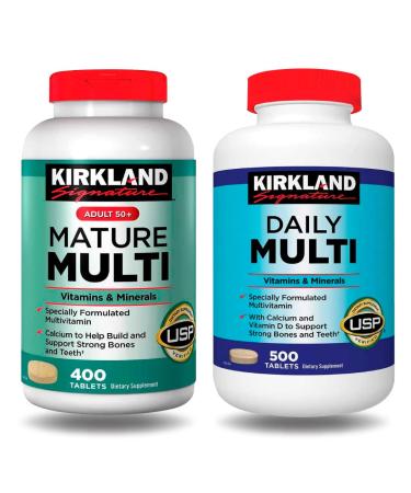 Kirkland Signature Mature Multi Adult 50+ 400 Tablets + Daily Multi 500 Tablets (Bundle 2 Units Total)