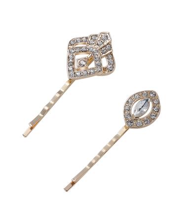 BABEYOND Vintage Hair Pins Clips for Women 1920s Crystal Rhinestone Feather Hair Pins Great Gatsby Hair Piece (A-Gold)
