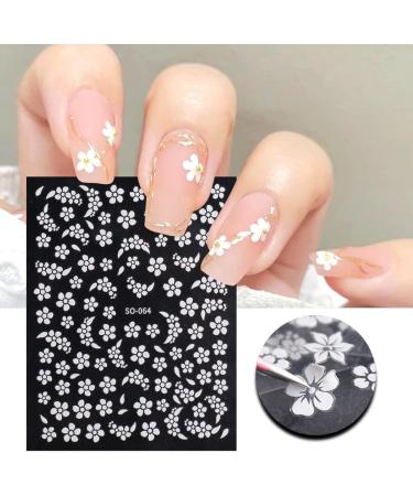 White Flower Nail Stickers - 3D Self Adhesive Floral Decals for DIY Nail Art - Buy Online on SooperMarket.com