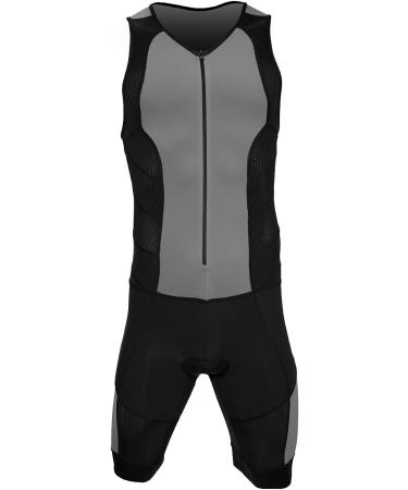 Kona II Men's Sleeveless Triathlon Suit with Storage Pocket - Small Charcoal/Black - Buy Online on SooperMarket.com