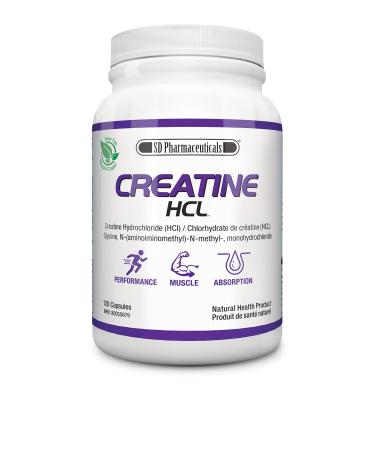 SD Pharmaceuticals CREATINE HCL - 120 caps - Enhance ATP Energy Metabolism - Maximizes Levels of Phosphocreatine - Muscle Cell Volume & Protein Synthesis - Satellite Cell Activity - Ultra Concentrated Form (Unflavoured 120 Caps)