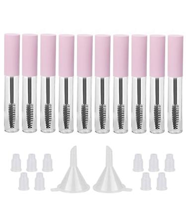 GTHER 10PCS 10ML Empty Mascara Tube Bottle with Eyelash Wand & Rubber Inserts & Funnels Set for Castor Oil/Eyelash Growth Oil, DIY Mascara Eyelash Cream Container with Cap, Matte Pink
