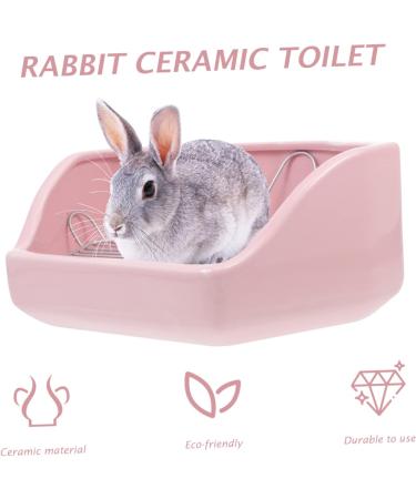 CORHAD Rabbit Toilet Pet Toilet Supply Triangle Potty Trainer Pet Training Toilet Pet Potty Ceramics Pink 30X26X12.5cm Pink - Buy Online on SooperMarket.com