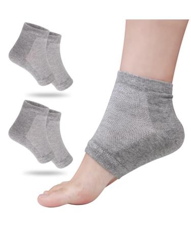 Hilph heel socks Gel Sock's open toe socks Moisturizing socks for cracked dry heel nursing heel day and night foot care gel socks for women and men 2 pairs gray gray