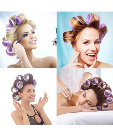 Jumbo Hair Rollers Set Hair Rollers Self Grip Curlers For Long Hair No Heat Curlers Heatless Hair Rollers With Clips & Comb 24 Packs (Blue Purple Red Green 24Pcs) - Buy Online on SooperMarket.com