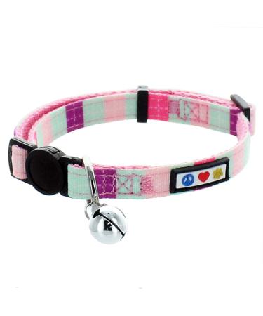 Pawtitas Pet Multicolor Cat Collar Safety Buckle Removable Bell Cat Collar Kitten Collar Cat Collar Teal / Pink / Purple