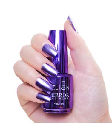 Purple Nail Polish Nail Varnish Chrome Metallic Mirror Quick Dry Metal Effect No UV Needed Nail Art Polish Chrome Nail Polish Nail for DIY Nail Art Manicure at Home