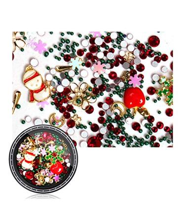 Brensty Nail Colorful Nail Christmas Rhinestone Series 3D Manicure Nail Art Decor DIY Studs Pearl Jewelry SD-04