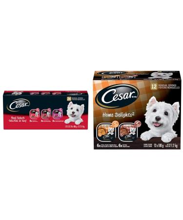 CESAR Classic Loaf in Sauce & Home Delights Wet Dog Food Variety Pack | 36x100g Trays