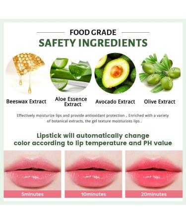 6Pcs Aloe Vera Tinted Lip Balms PH Lip Color Changing Lipstick Set - Long Lasting Korean Mood Lip Tint Gloss for Women & Girls - Buy Online on SooperMarket.com