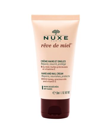 NUXE R ve de Miel Honey-Infused Hand and Nail Cream - Instant Relief Moisturizer with Shea Butter Almond Oil & Vitamin E for Dry Cracked Hands 1.7 oz