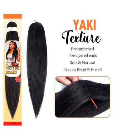 Difunee Pre-stretched Braiding Hair 24 Inch 8 Packs Black Yaki Texture Crochet Hair | Box Braids Hot Water Setting Synthetic Extensions - 1B (Pack of 8) - Buy Online on SooperMarket.com