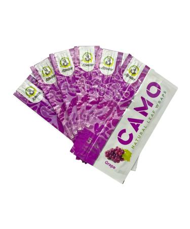 6 Packs CAMO Natural Leaf Wraps Grape 30 Sheets Herbal Chamomile Mate