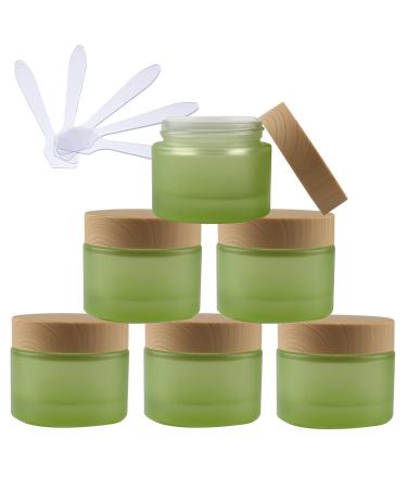 Tianzd 6 pieces empty 50 ml Small green glass cream cans can with lid 50 g empty socket glass box screw box sheet metal cans cosmetic tangles 6 pieces spatula 50ml